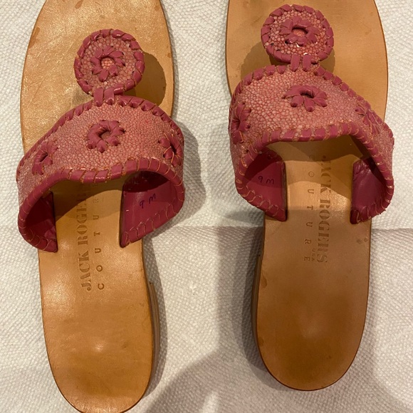Jack Rogers leather thong sandals.  Pink and size 9 - Picture 1 of 5